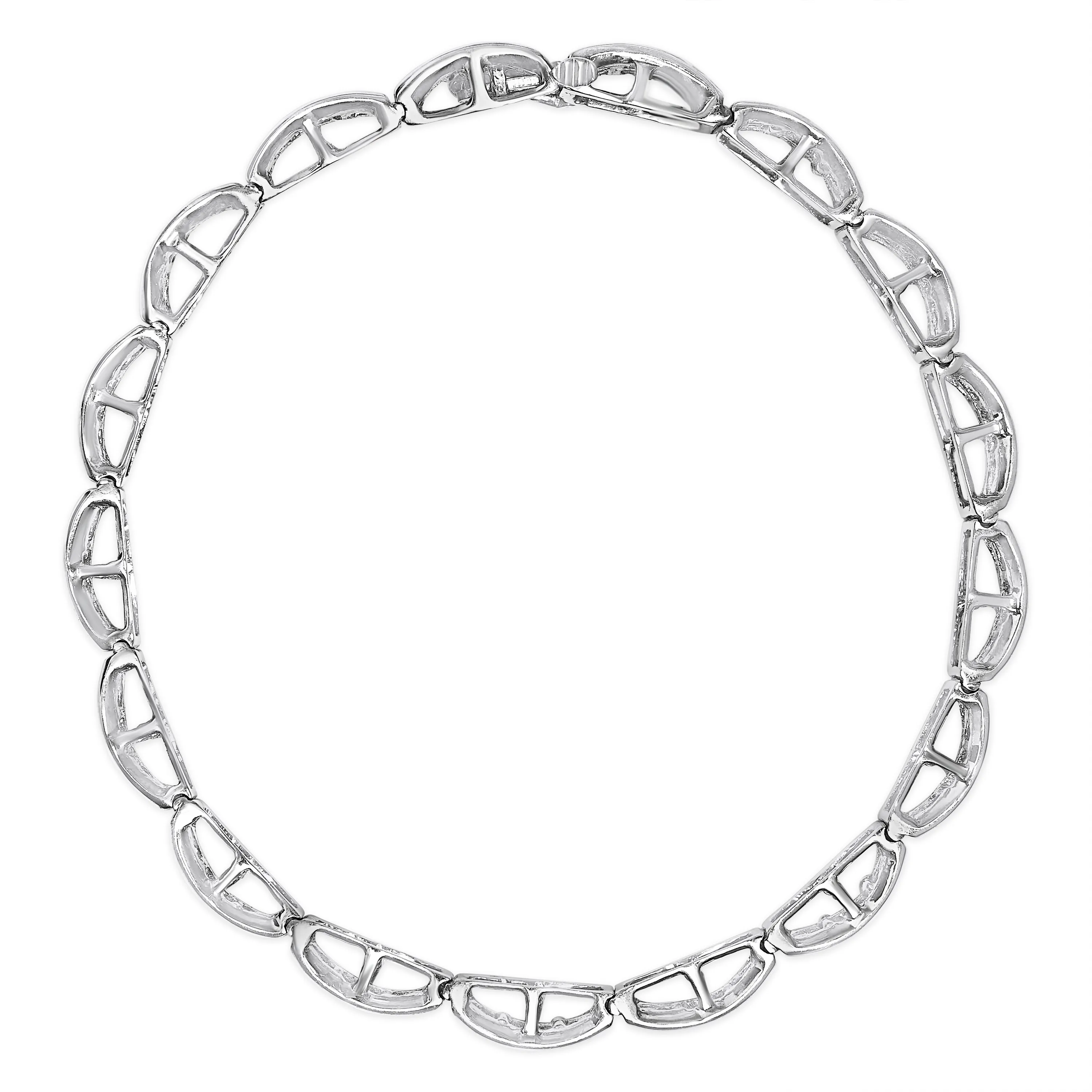 14K White Gold 3 1/5 Cttw Channel Set Diamond Double Row Tennis Bracelet