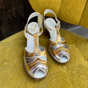 1940s Style De Mars Vintage Peep Toe Cuban Heels