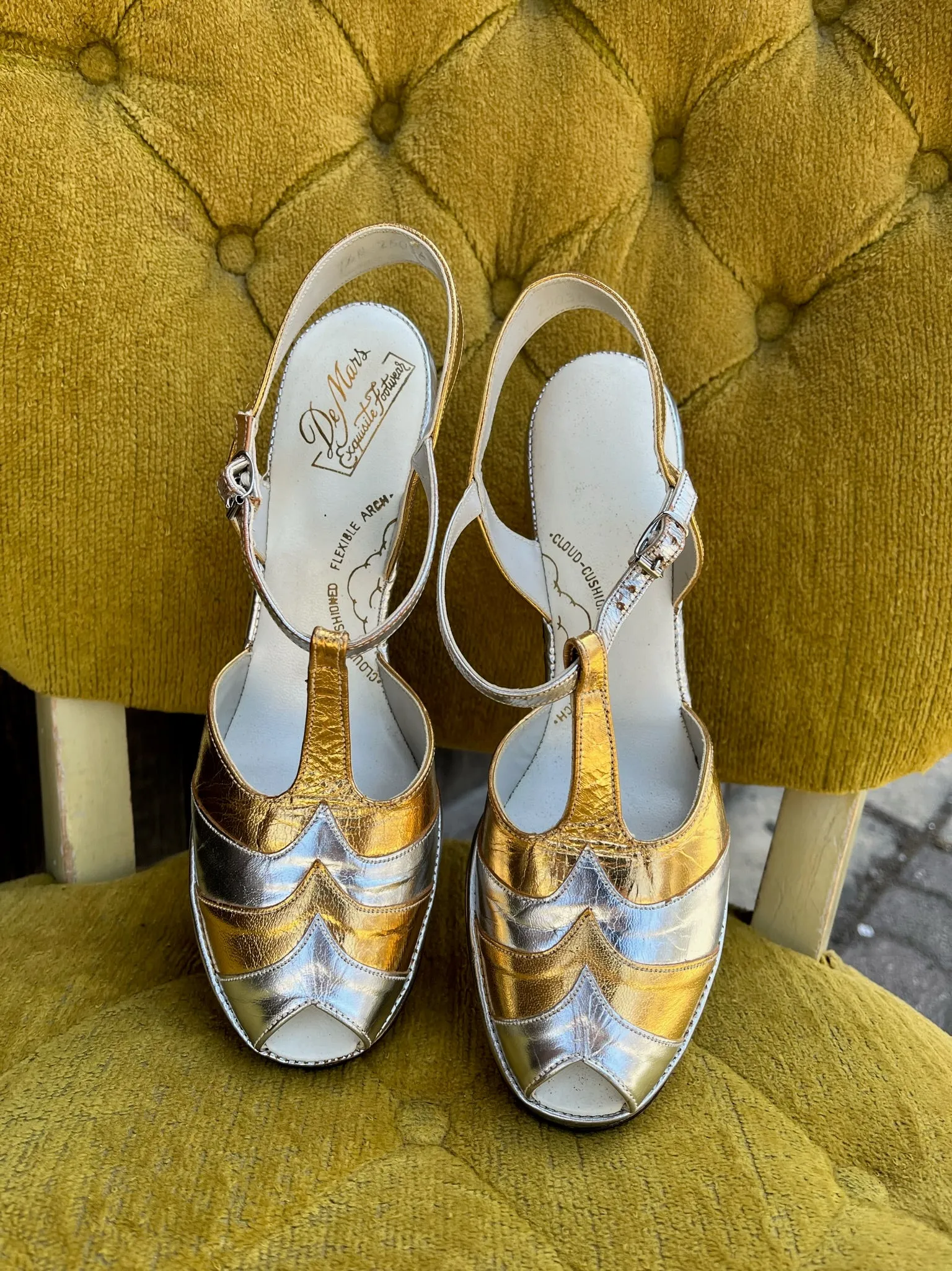 1940s Style De Mars Vintage Peep Toe Cuban Heels