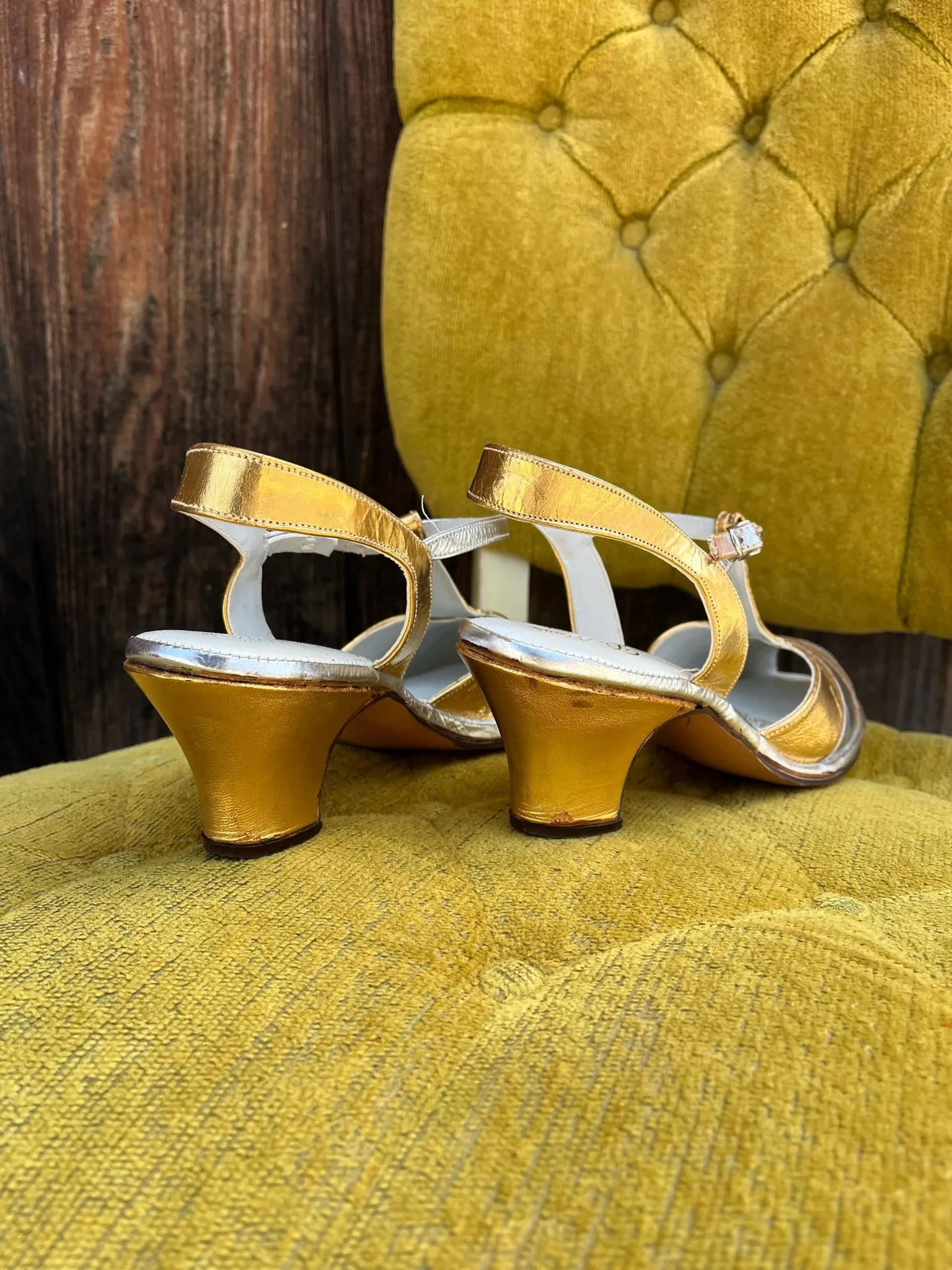 1940s Style De Mars Vintage Peep Toe Cuban Heels