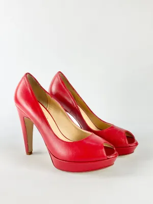 Anna F. Berry Red Peep Toe Heels - EU37