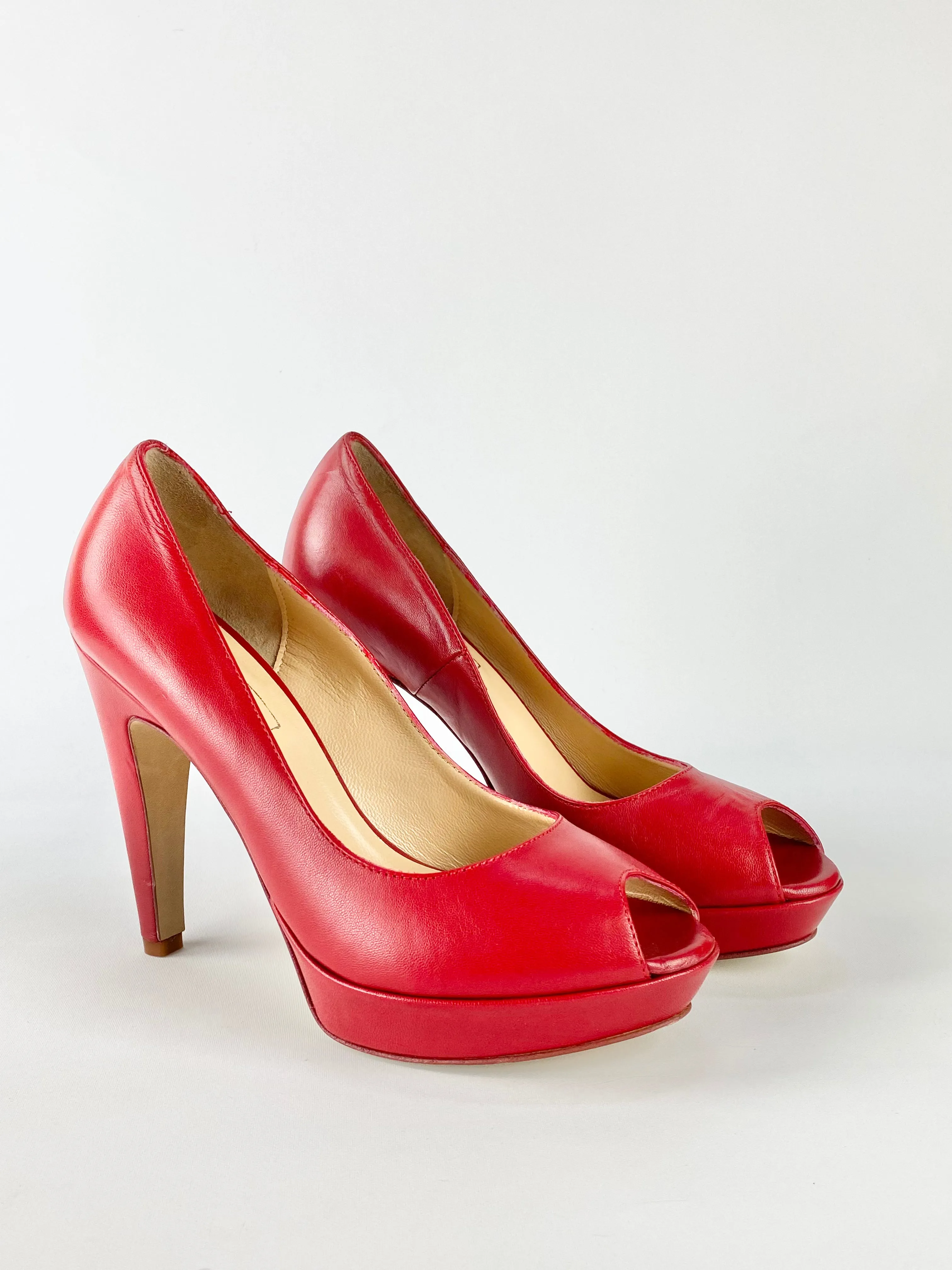 Anna F. Berry Red Peep Toe Heels - EU37