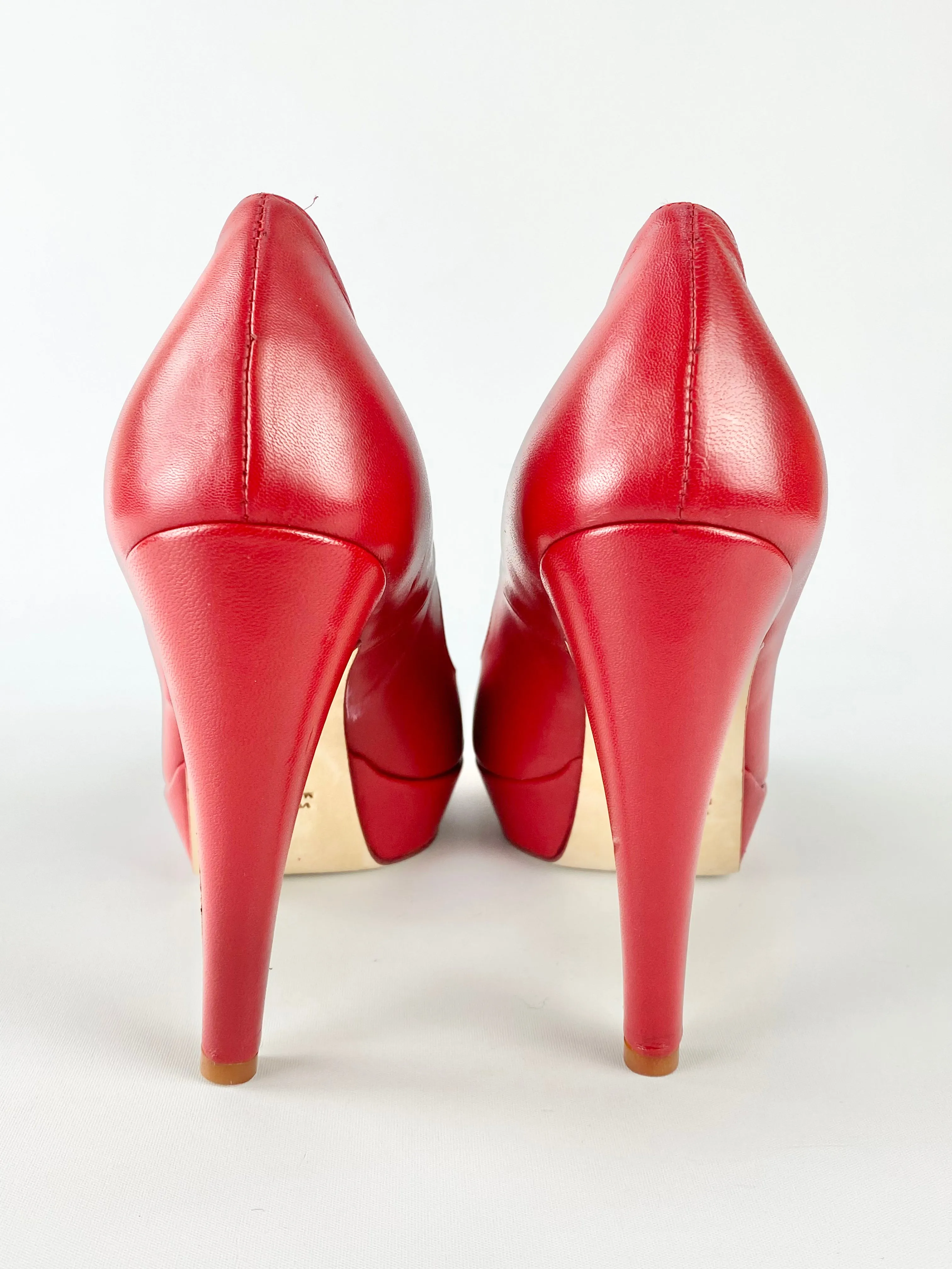 Anna F. Berry Red Peep Toe Heels - EU37