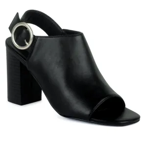 Block Heeled Sling back Sandal in Black