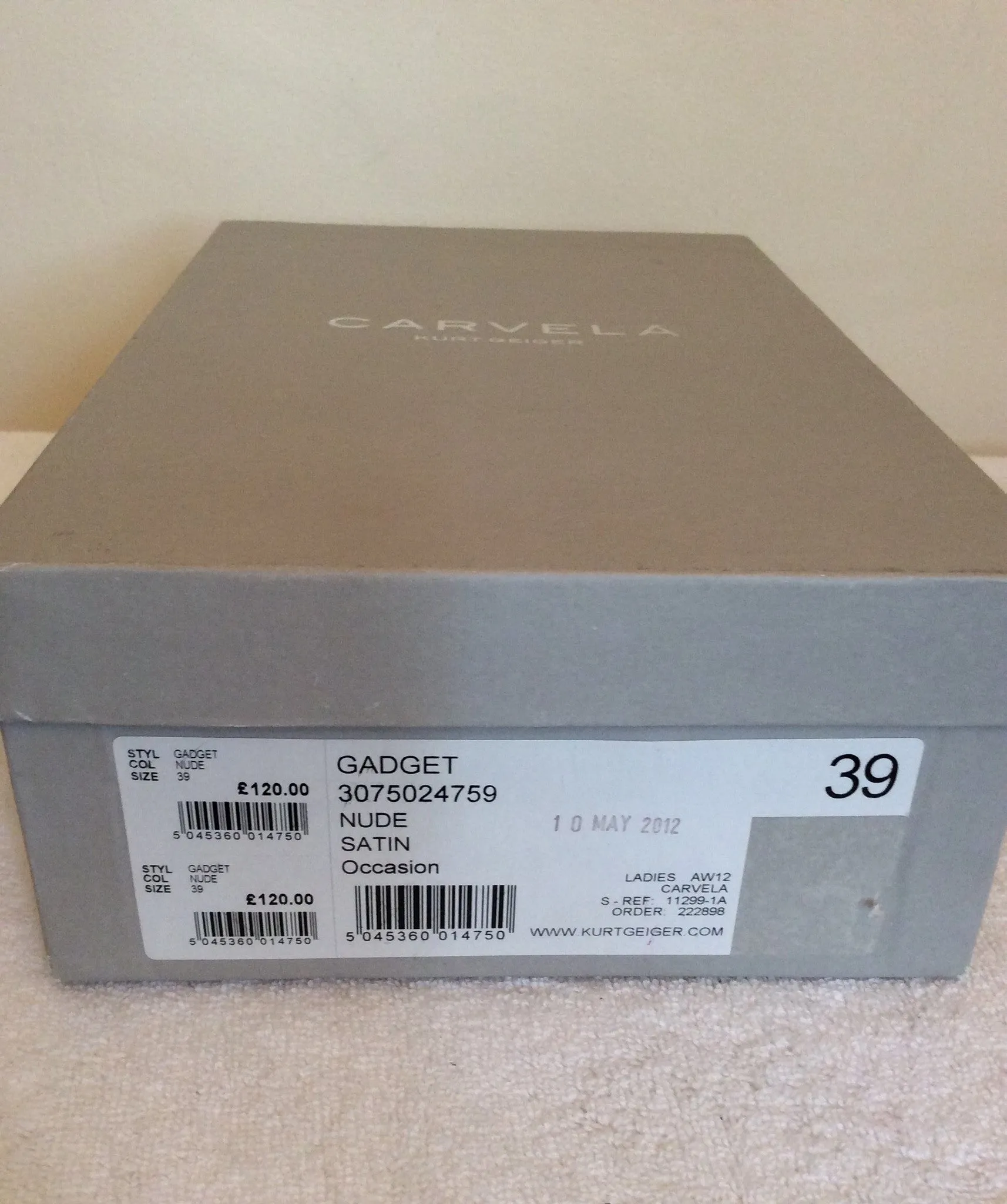Brand New Carvela Nude Satin Jewel Trim Peeptoe Heels Size 6/39