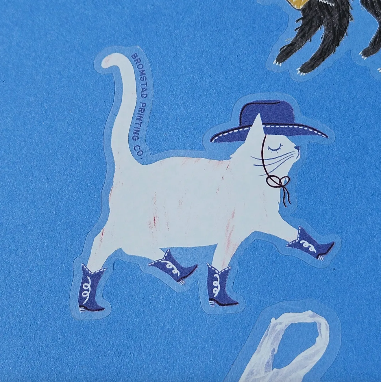 BROMSTAD PRINTING Cowboy Cat Clear Sticker