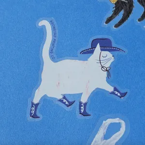 BROMSTAD PRINTING Cowboy Cat Clear Sticker