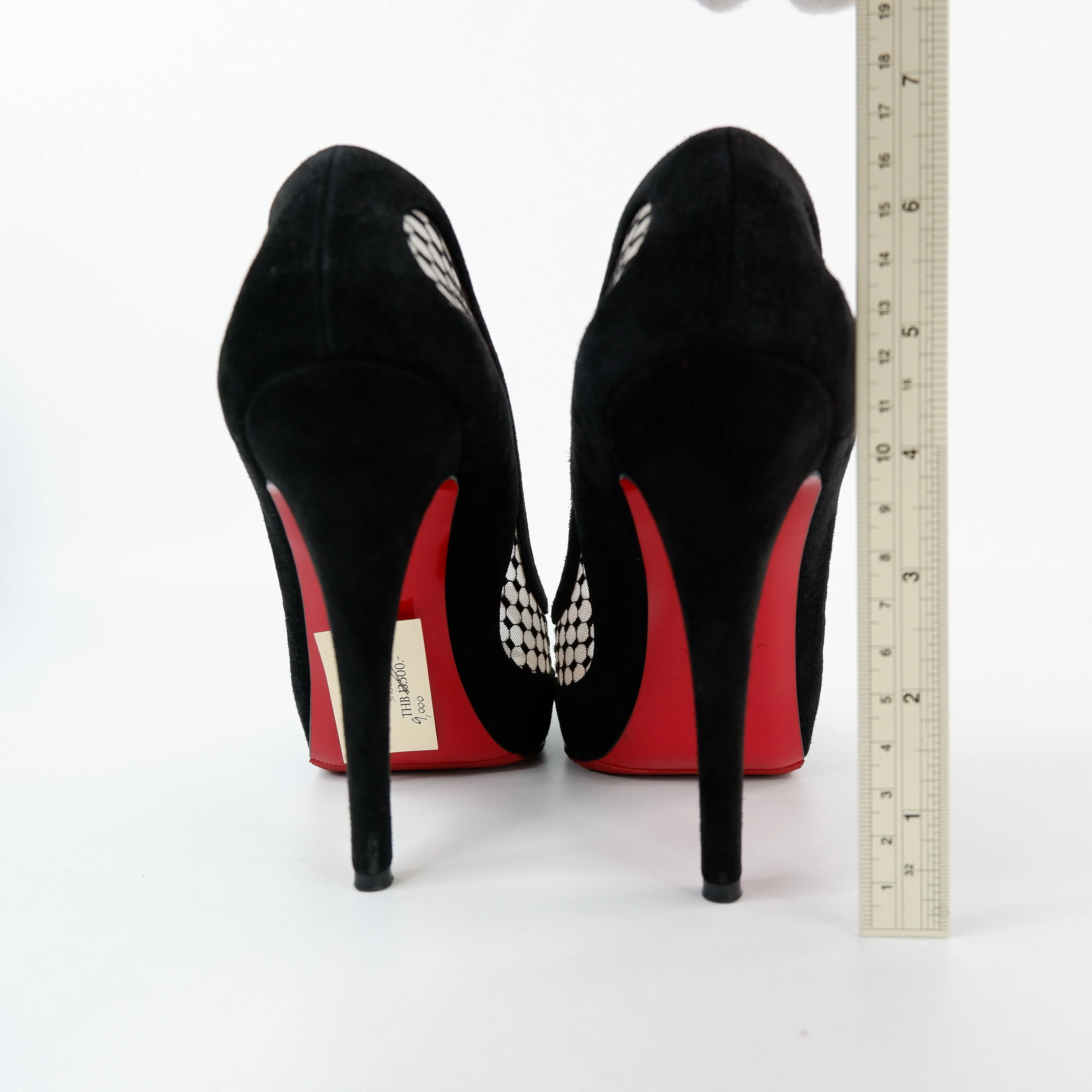 Christian Louboutin Heels Peep Toe Black Mesh 38