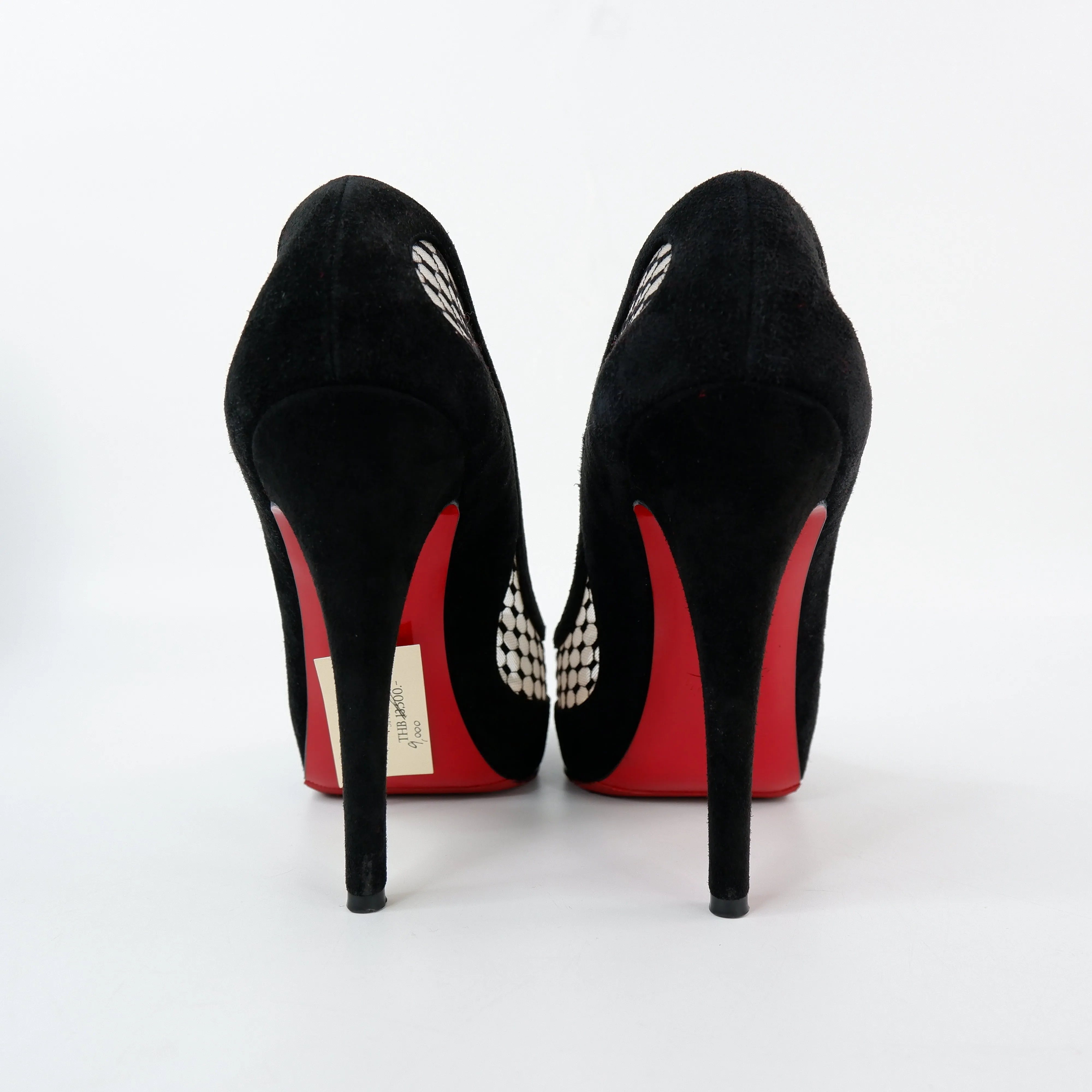 Christian Louboutin Heels Peep Toe Black Mesh 38