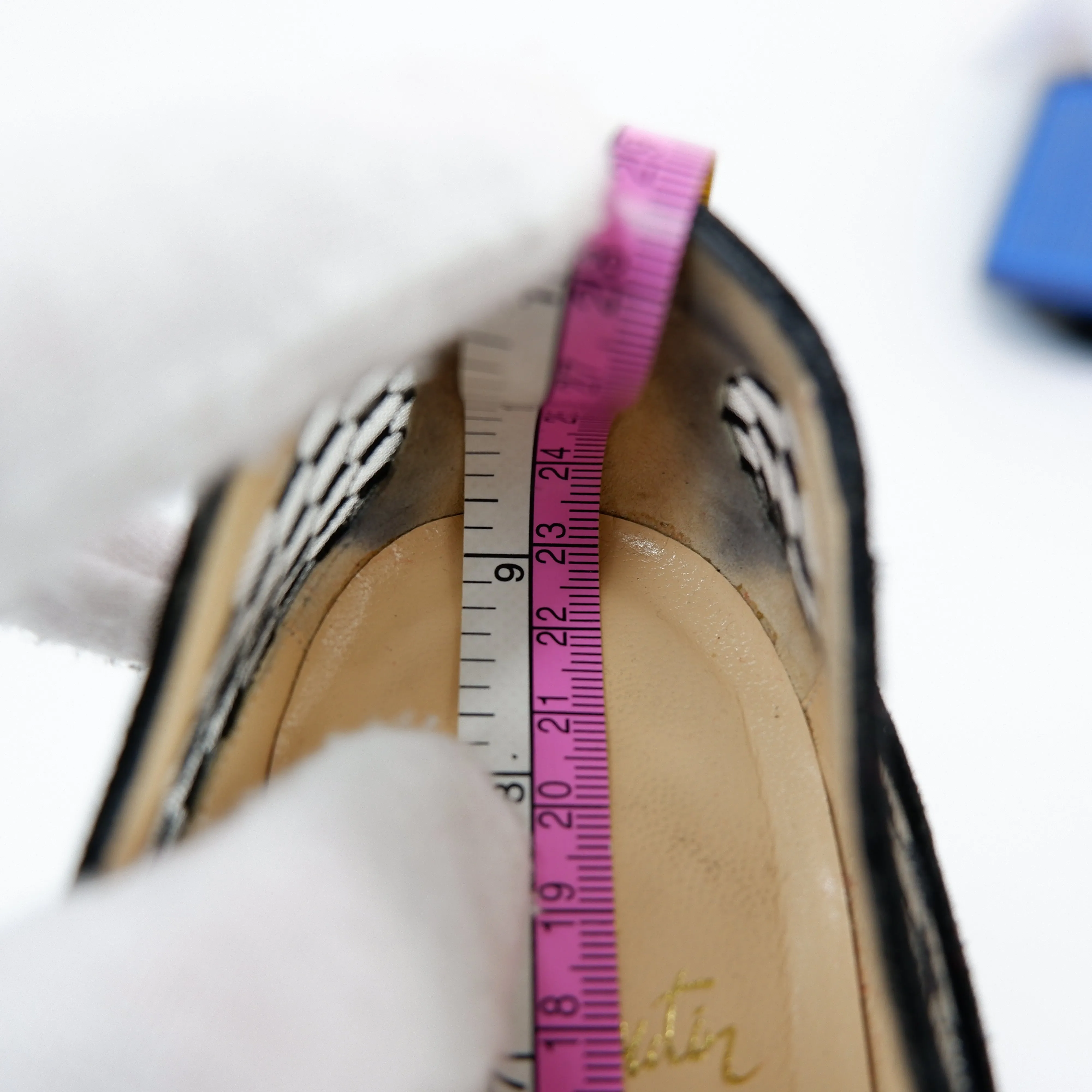 Christian Louboutin Heels Peep Toe Black Mesh 38