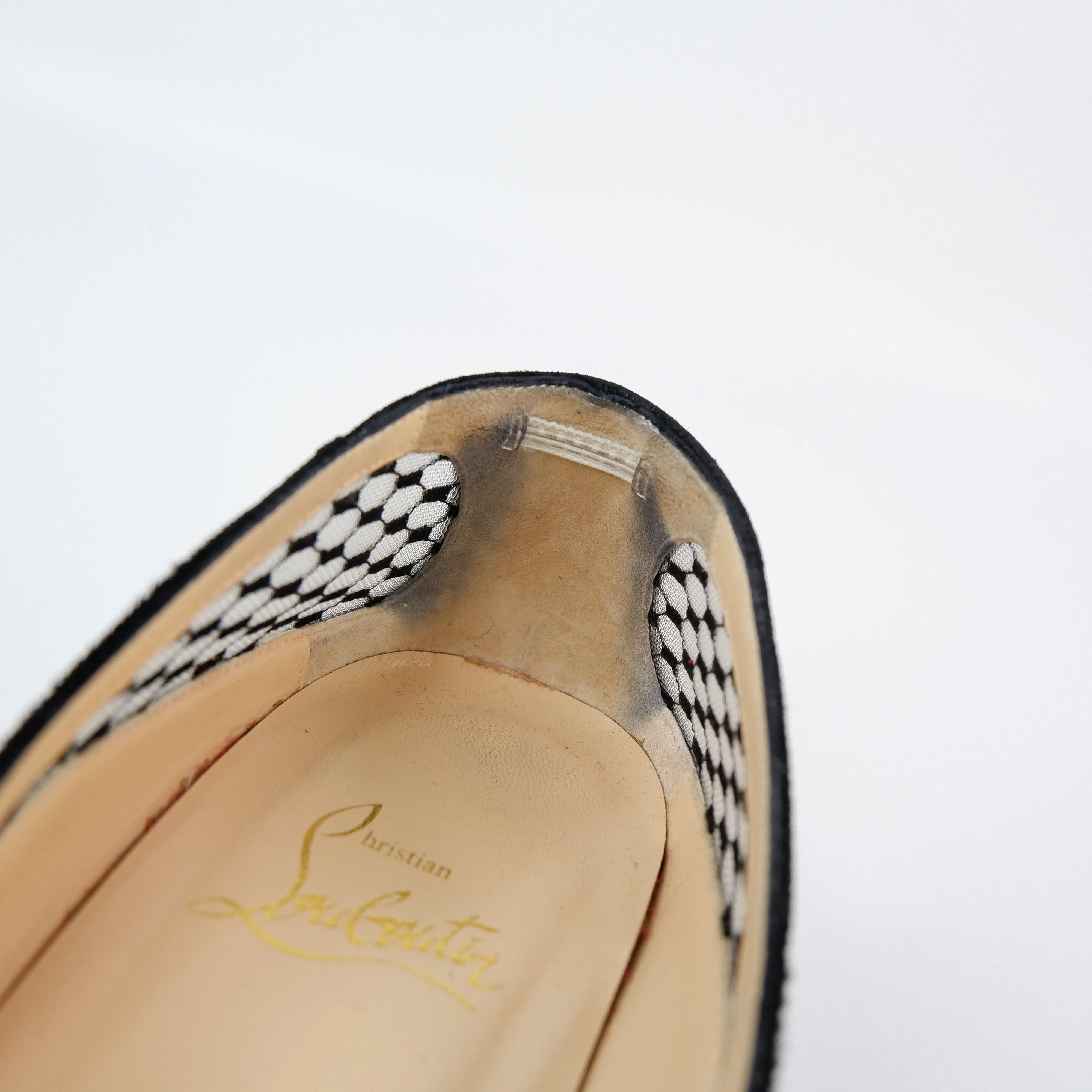 Christian Louboutin Heels Peep Toe Black Mesh 38