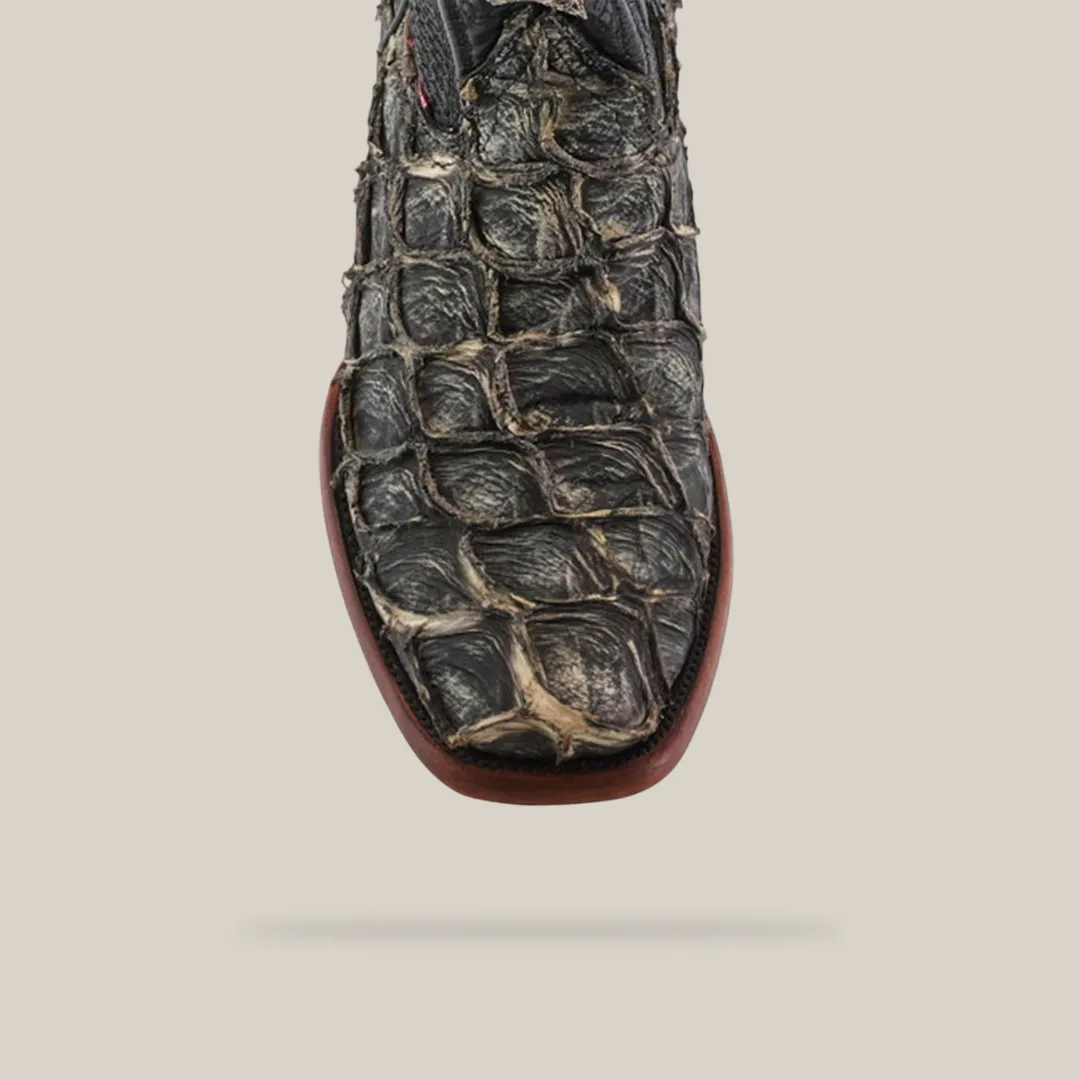 Exotic Pirarucu Fish - Rustic Bone - Narrow square Toe