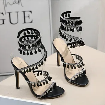 Exquisite Two-Color Rhinestone Sandals