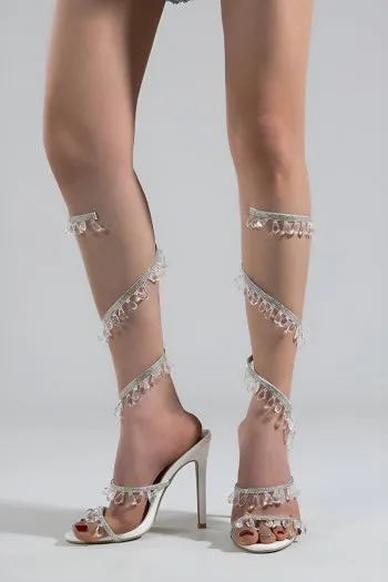 Exquisite Two-Color Rhinestone Sandals