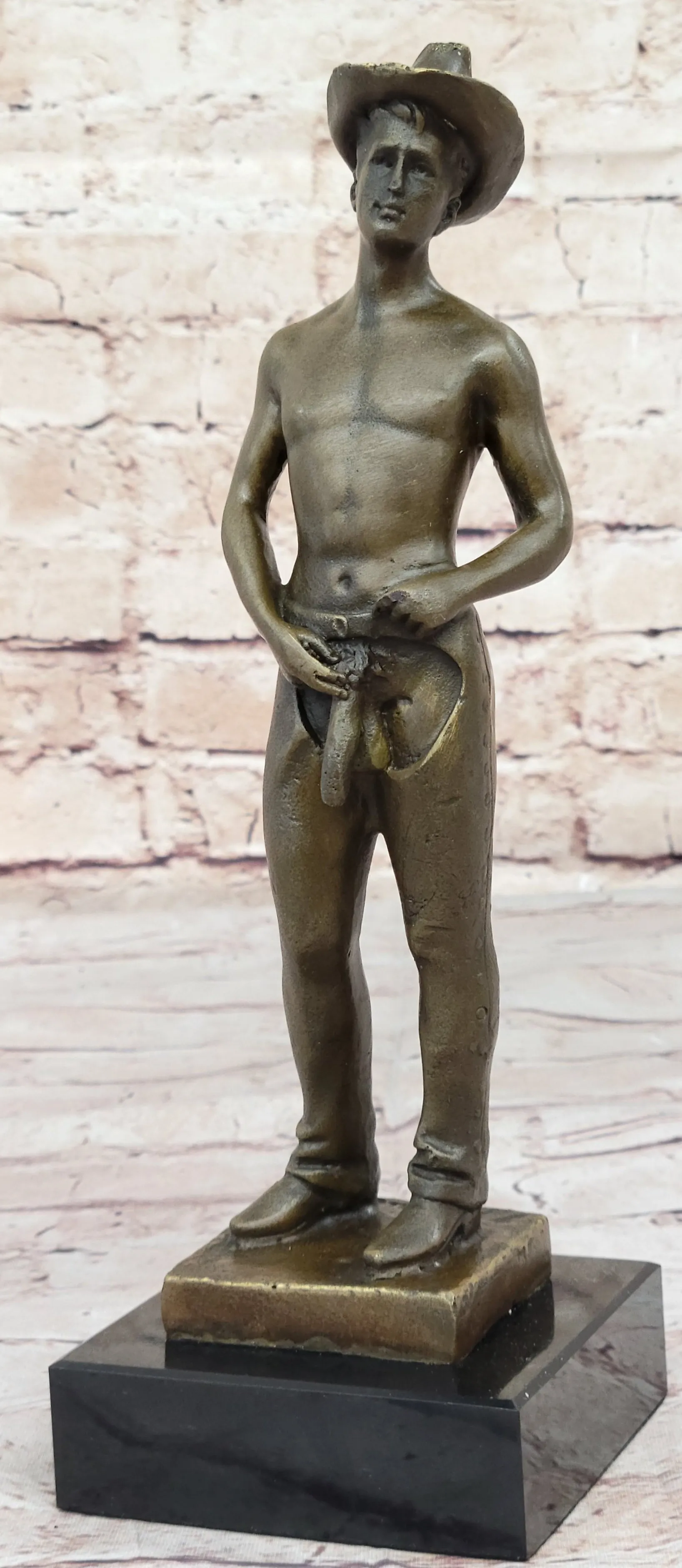 Gay Cowboy Assless Chaps Erotic Art Statue Sculpture Modern Signed Patoue 11" x 4"