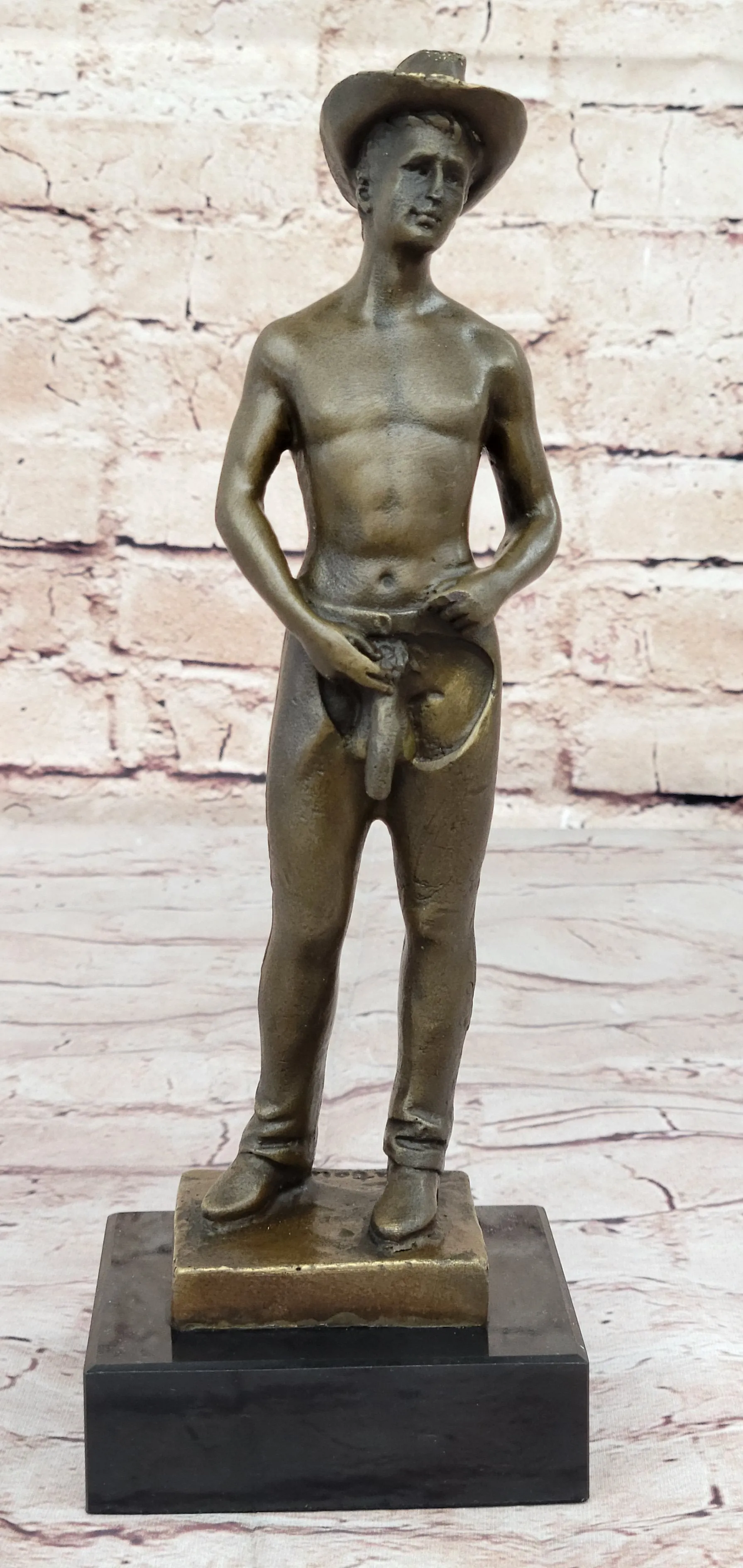 Gay Cowboy Assless Chaps Erotic Art Statue Sculpture Modern Signed Patoue 11" x 4"