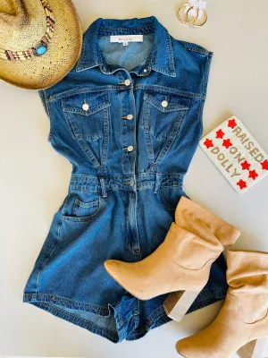 Heading West Denim Romper