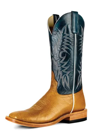 Horse Power by Anderson Bean Mens Tan/Navy Ostrich Western Cowboy Boots 13 EE