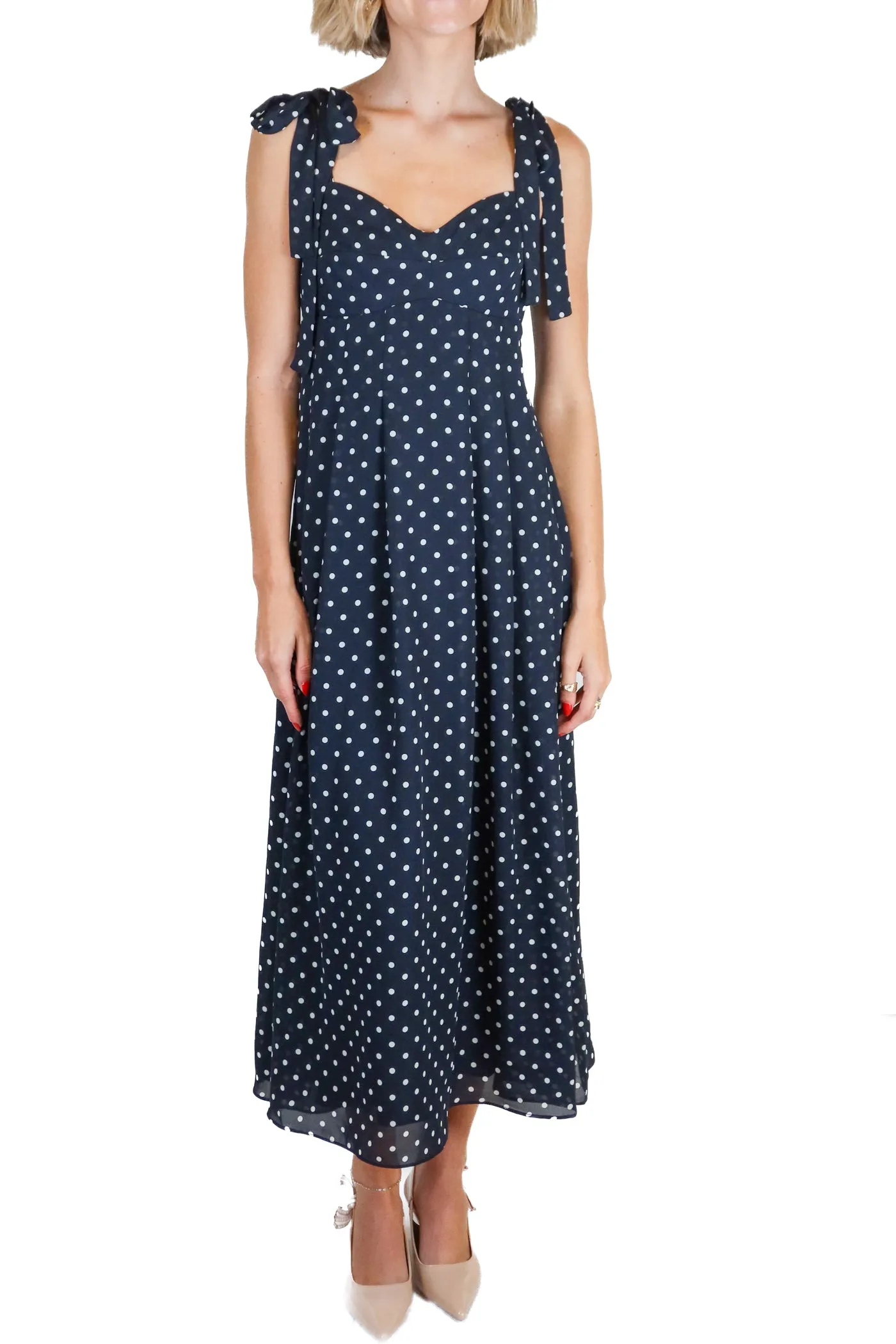 Madewell navy blue polka dot maxi dress NWT (0; retail $158)
