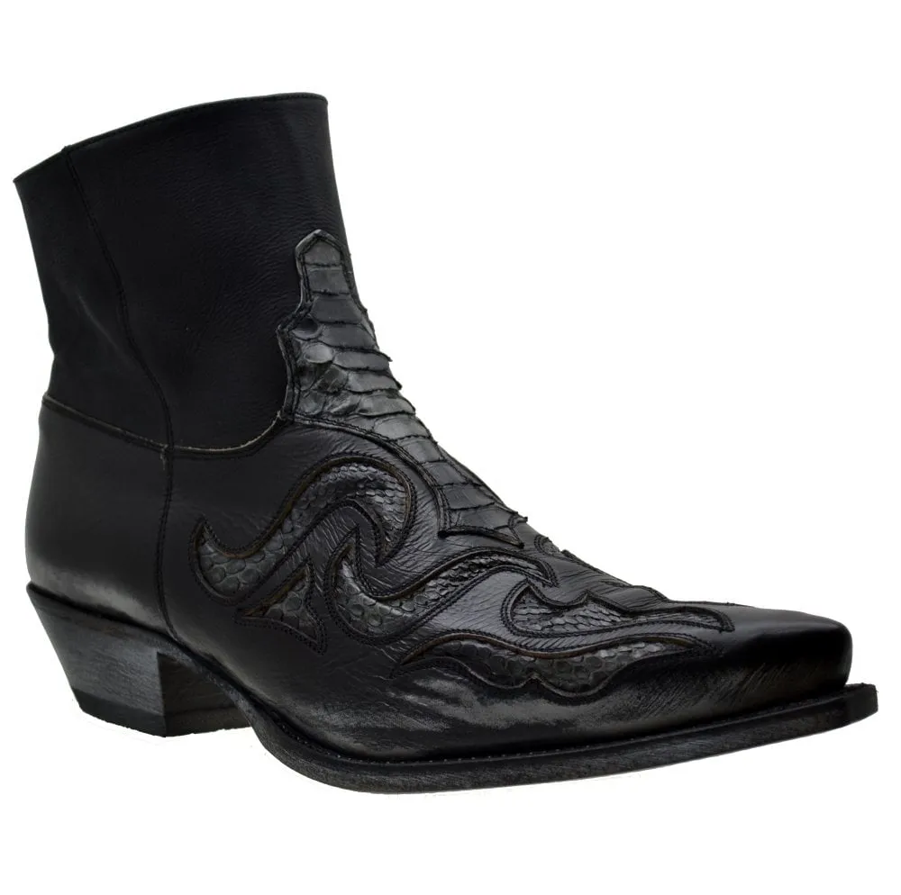 Men's Cowboy Boots Sendra 7482P Grey Leather Python Skin Cuban Heel last pair size 41