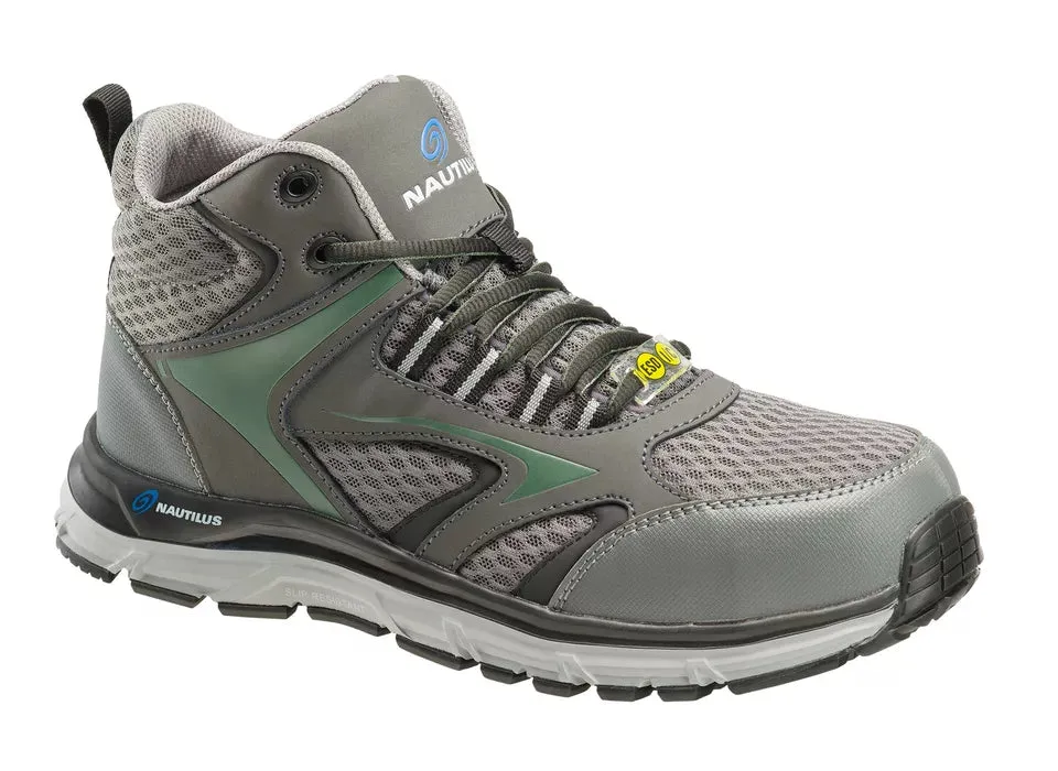 Nautilus Men's Tempest Grey Alloy Toe EH Waterproof Mid-Athletic Round Toe Work Shoe