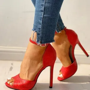 Peep-Toe Shoes Women's Snake-Print High Heels Open-Toe