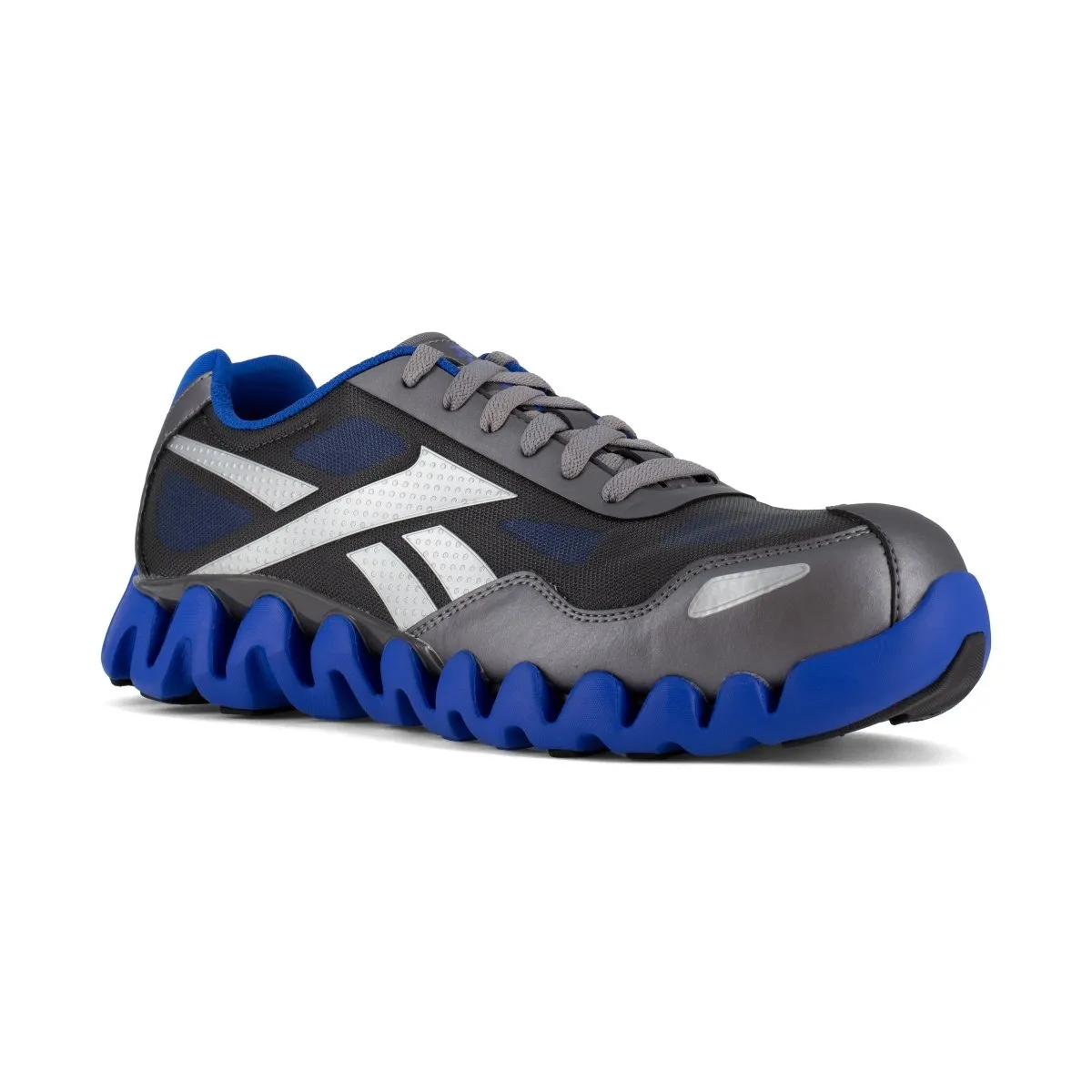 Reebok Men's Blue and Grey Zig Pulse Athletic Lace Up Composite Toe Work Shoe
