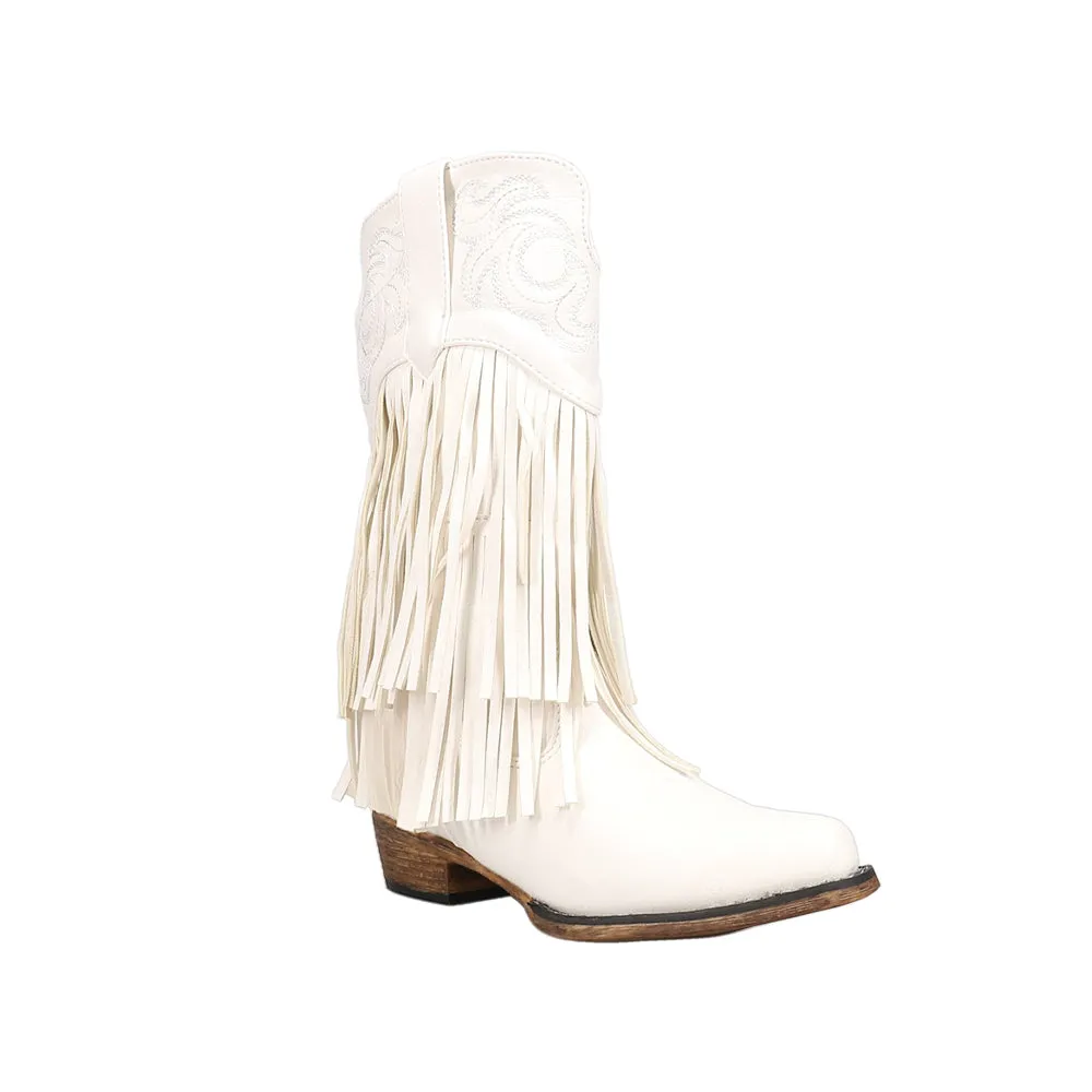 Rickrack Fringe Embroidered Snip Toe Cowboy Boots (Toddler-Little Kid)