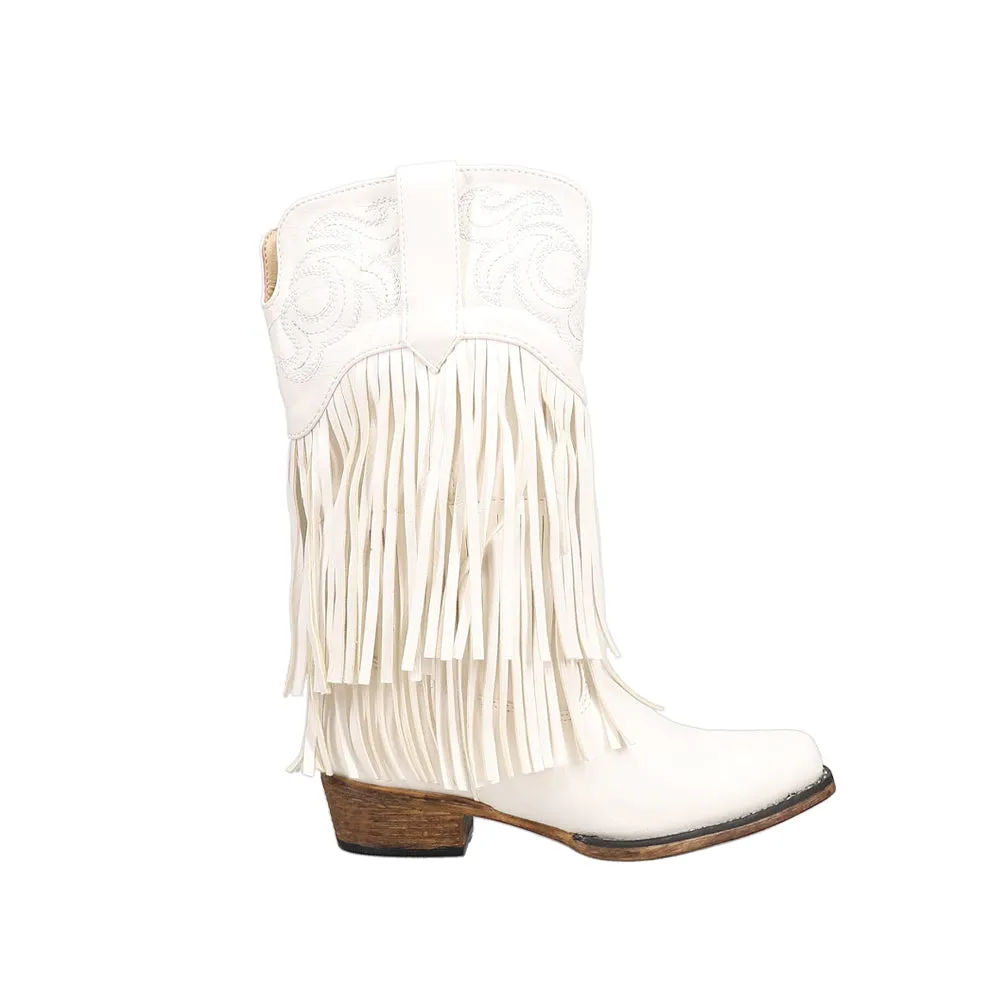 Rickrack Fringe Embroidered Snip Toe Cowboy Boots (Toddler-Little Kid)