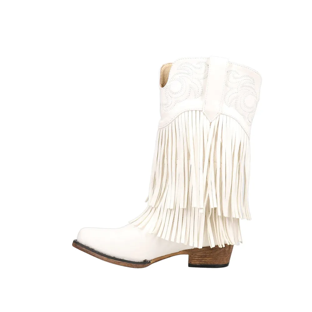 Rickrack Fringe Embroidered Snip Toe Cowboy Boots (Toddler-Little Kid)
