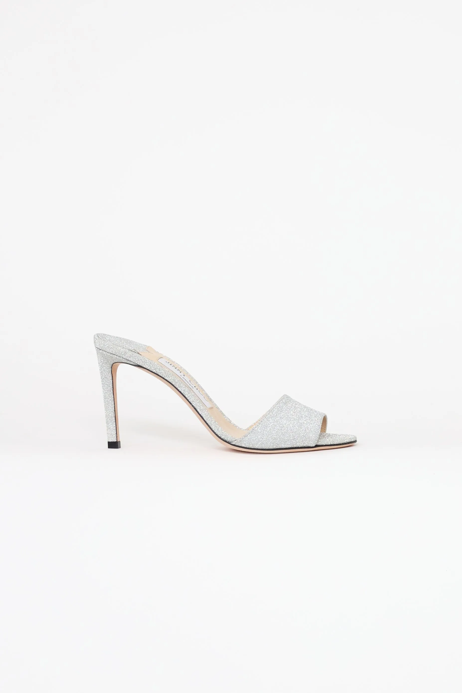 Silver Glitter Peep Toe Mules