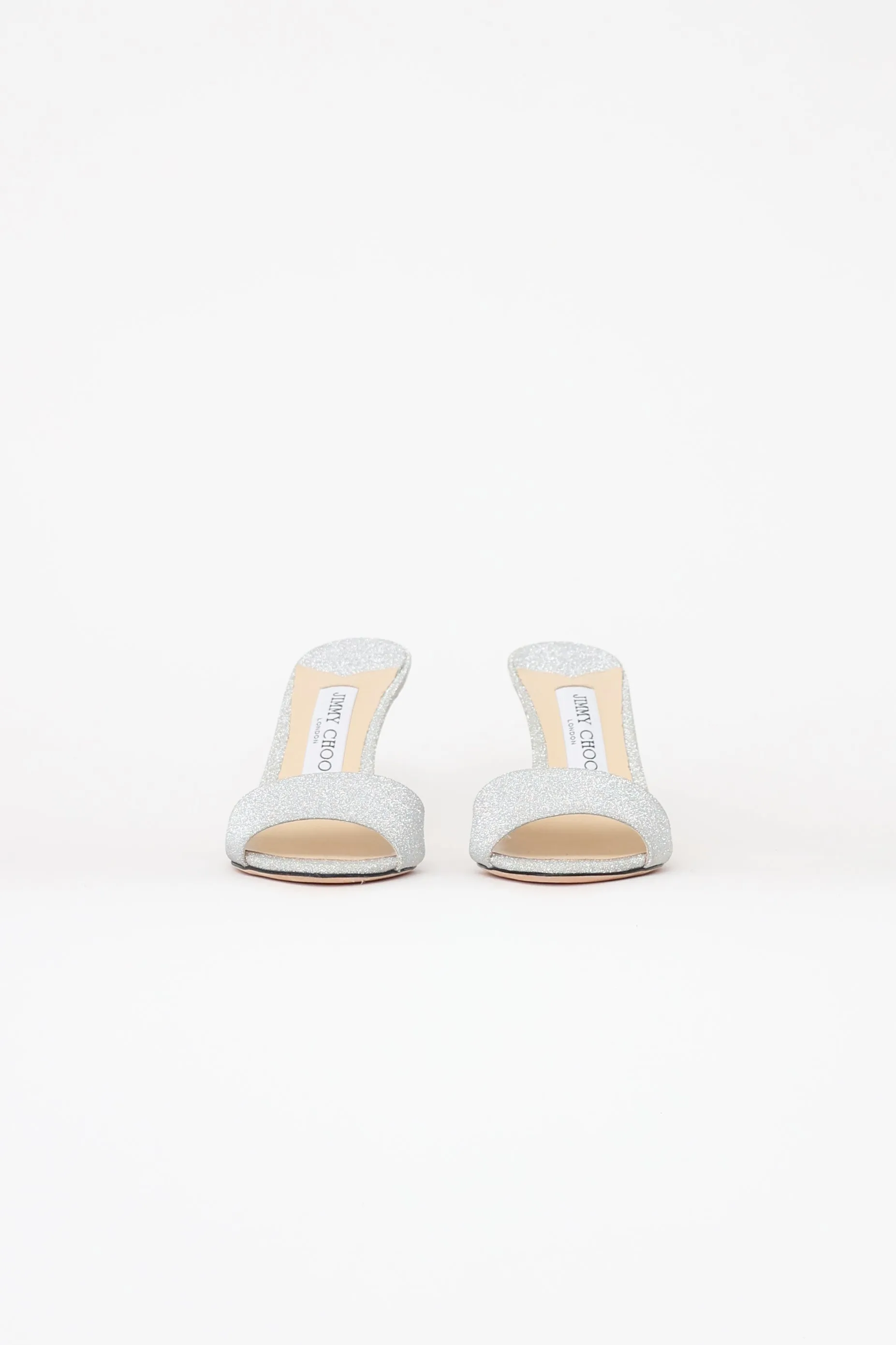 Silver Glitter Peep Toe Mules