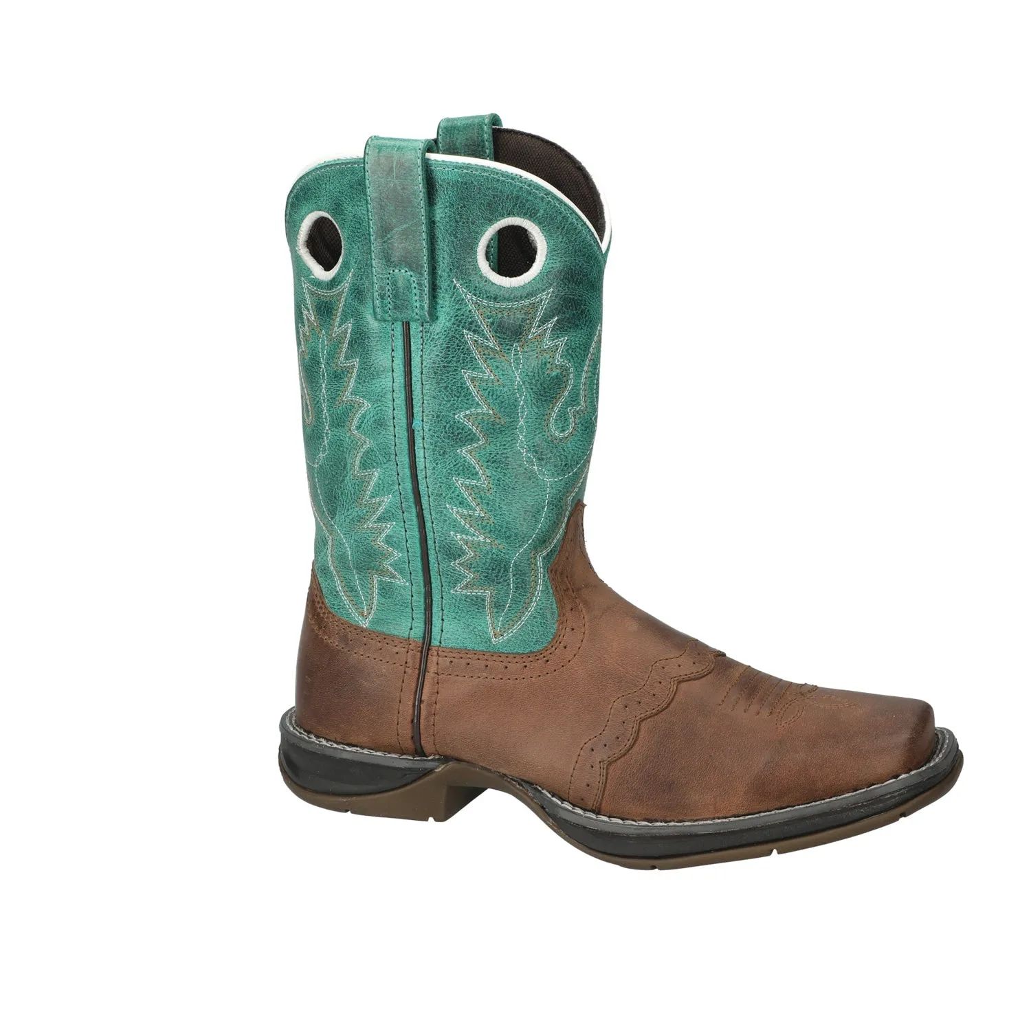 Smoky Mountain Boots Womens Prairie Brown Oil/Turquoise Leather Cowboy Boots