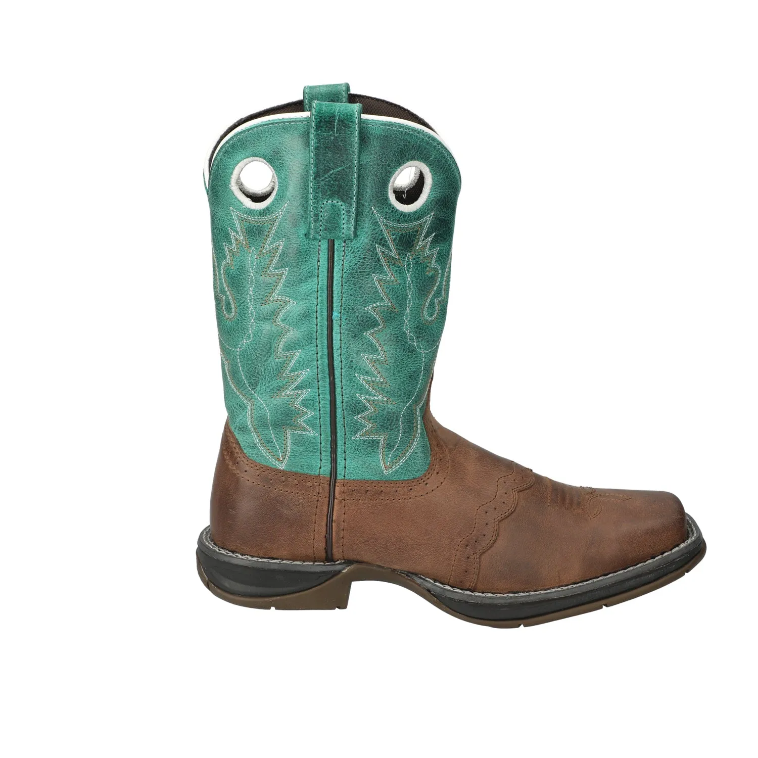 Smoky Mountain Boots Womens Prairie Brown Oil/Turquoise Leather Cowboy Boots