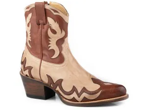 Stetson Women's Sasha Cream Vamp 7" Brown Shaft Vintage Leather Cowboy Boots