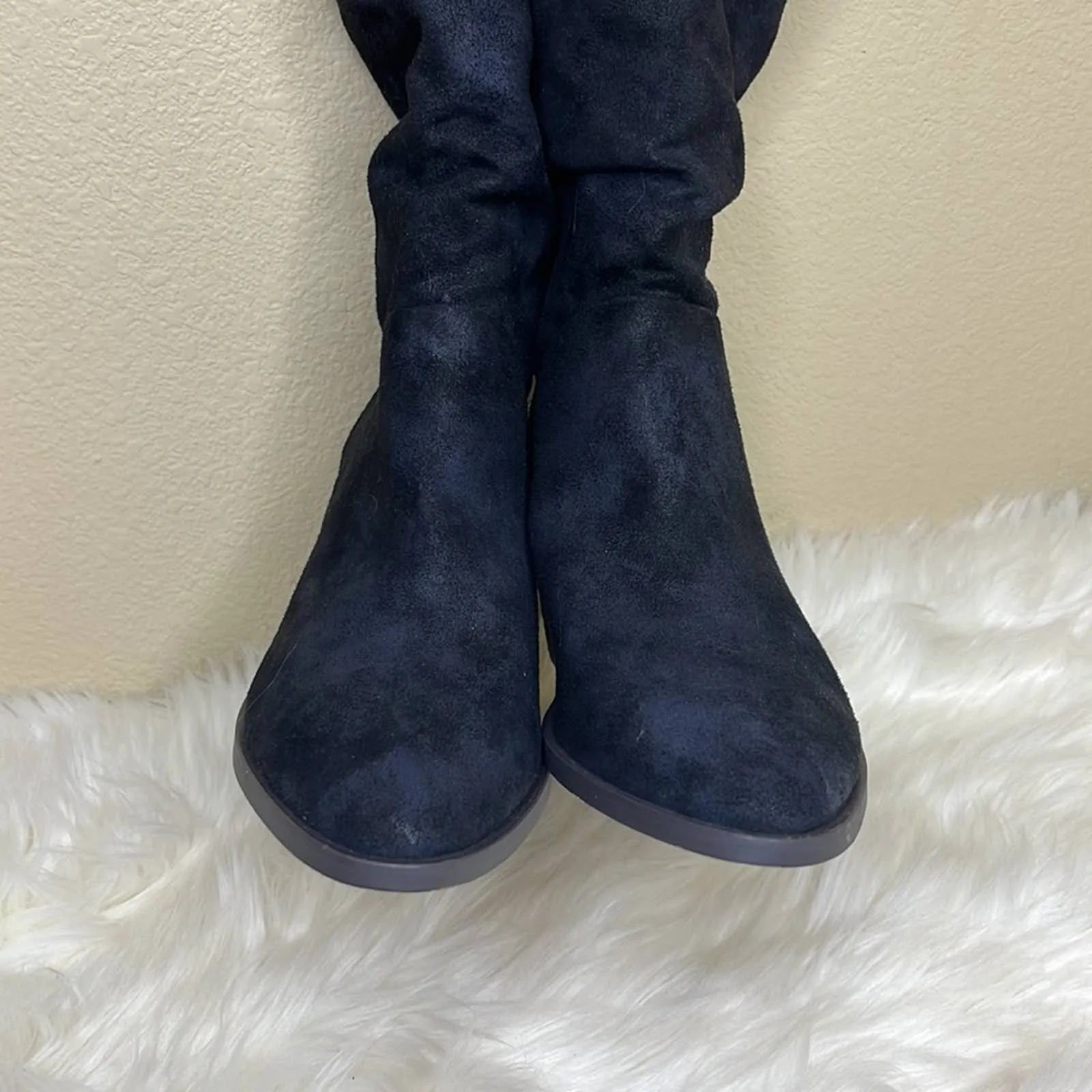 Sz 7.5 Anthropologie Band Of Gypsies Black Crash Slouchy Western Almond Toe Boots Shoe