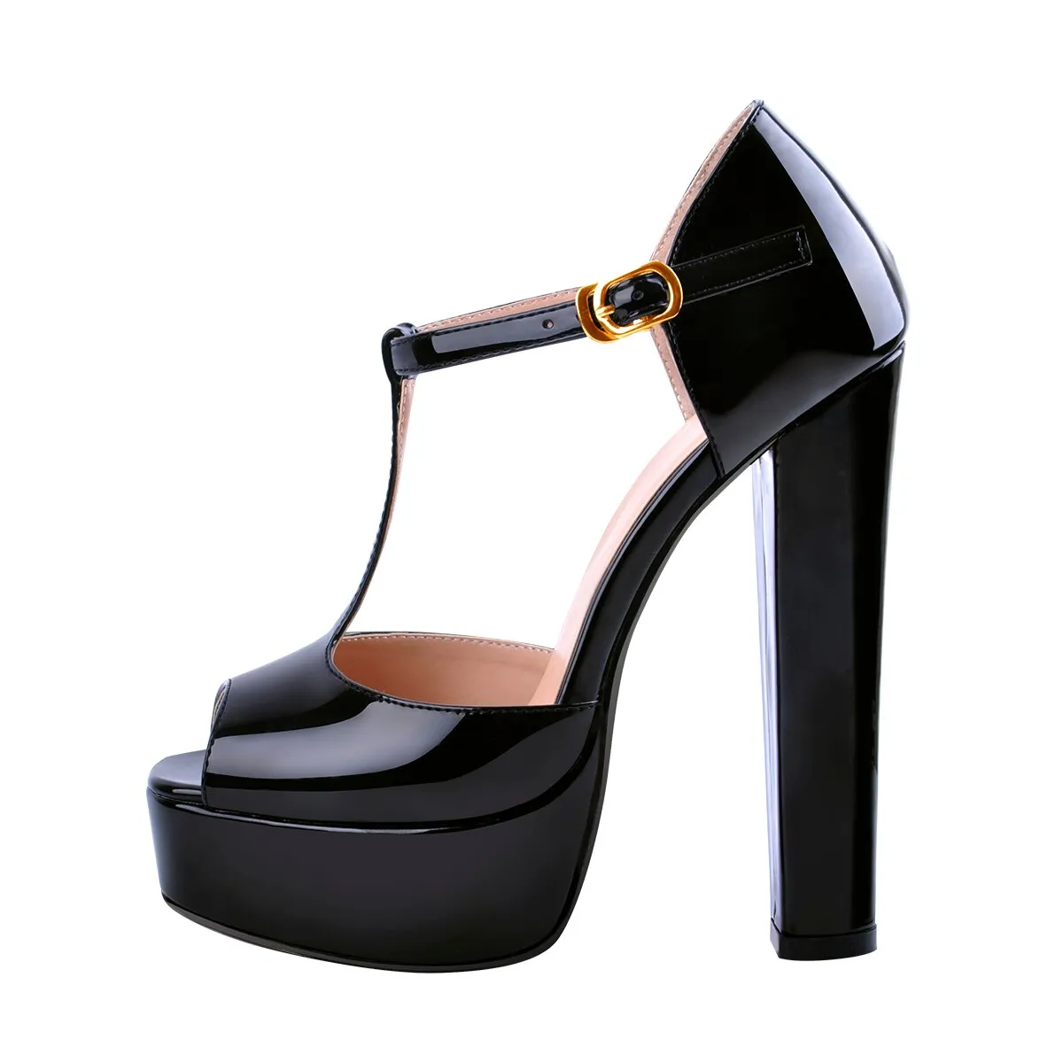 T-Strap Platform Peep Toe Round Heels Sling back Wrap Sandals