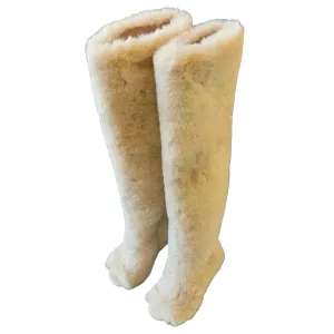 TEEK - Beige Fur Peep Toe Boots