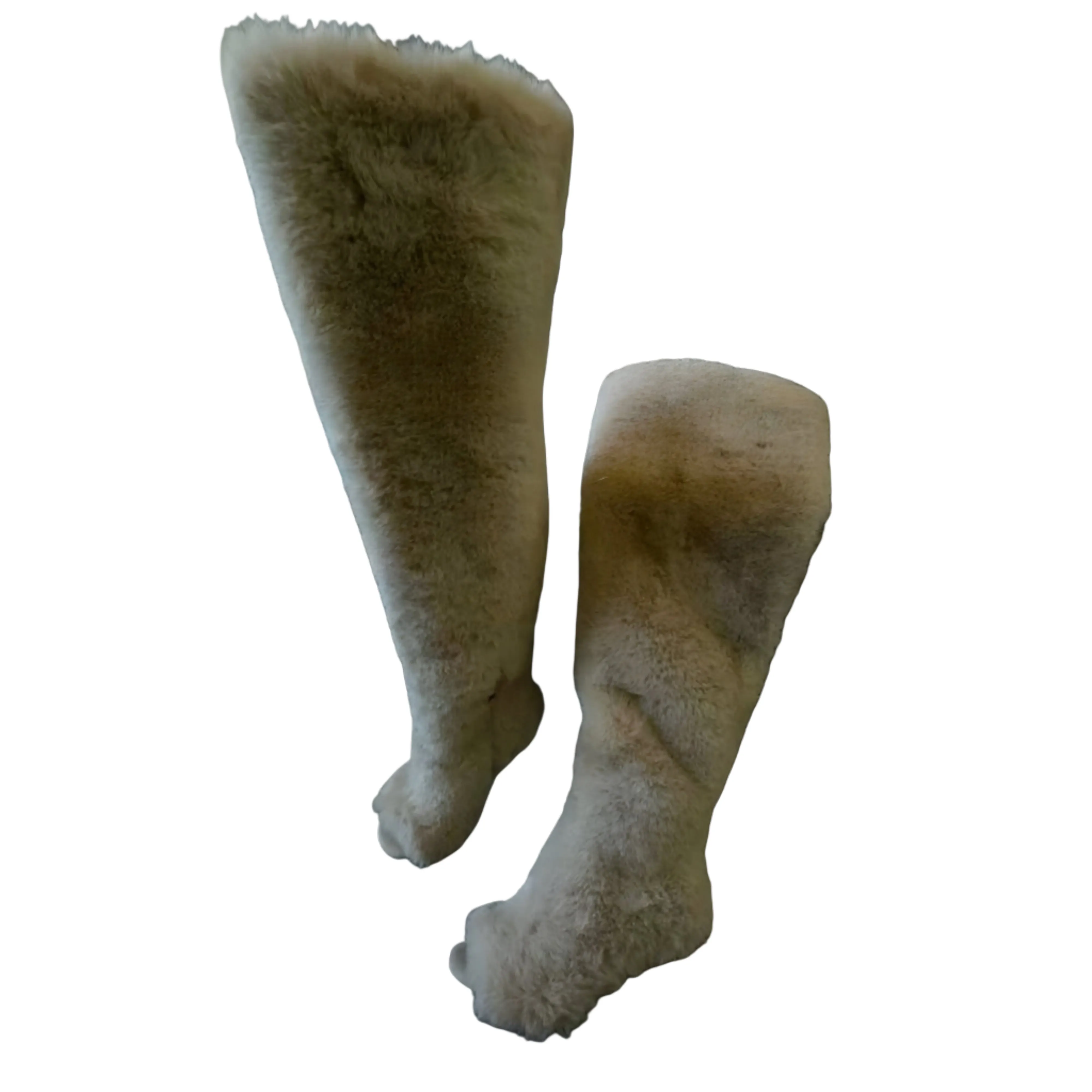 TEEK - Beige Fur Peep Toe Boots