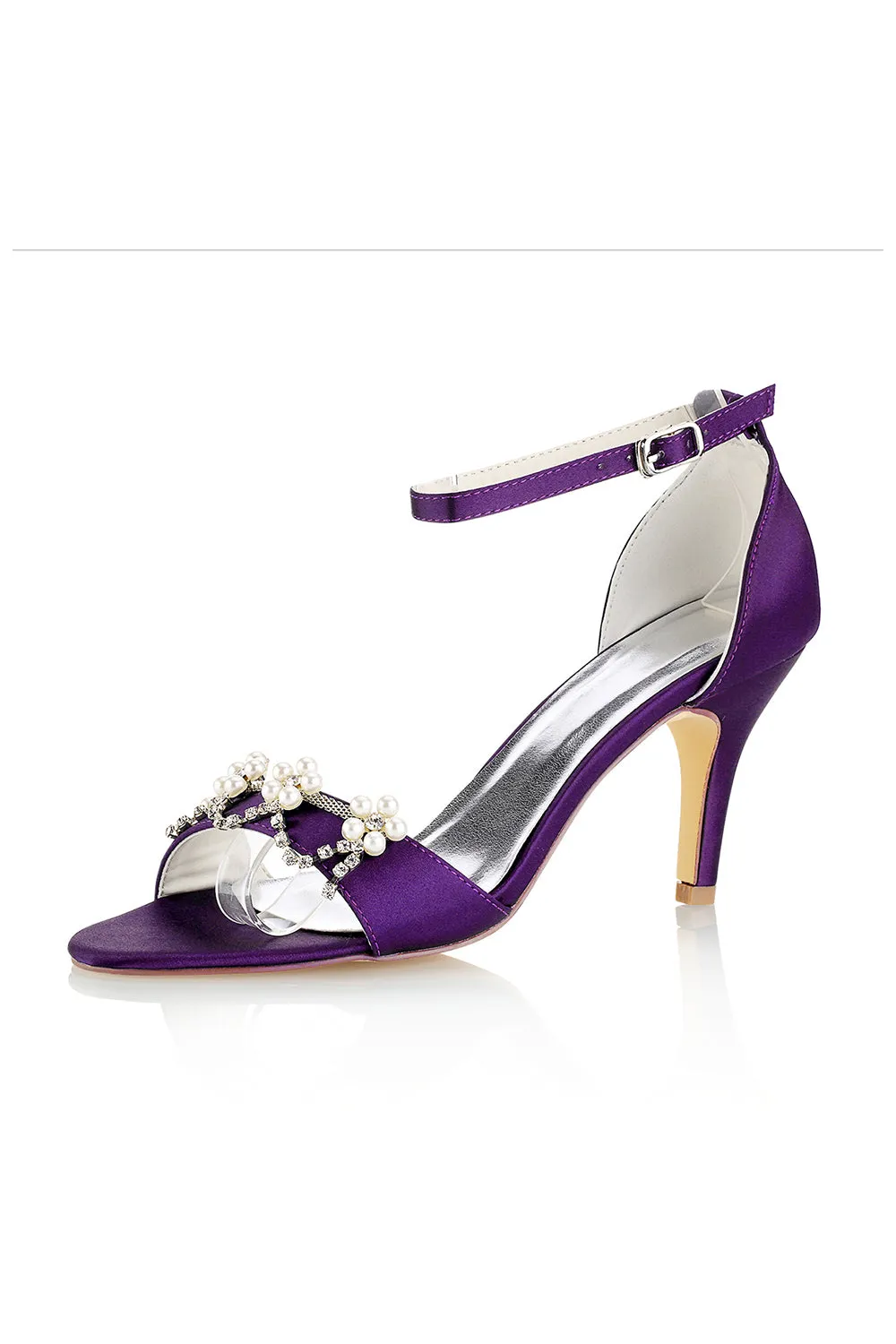 Wedding Shoes Sandals Pump Stiletto Heel Satin With Buckle And Imitation Pearl