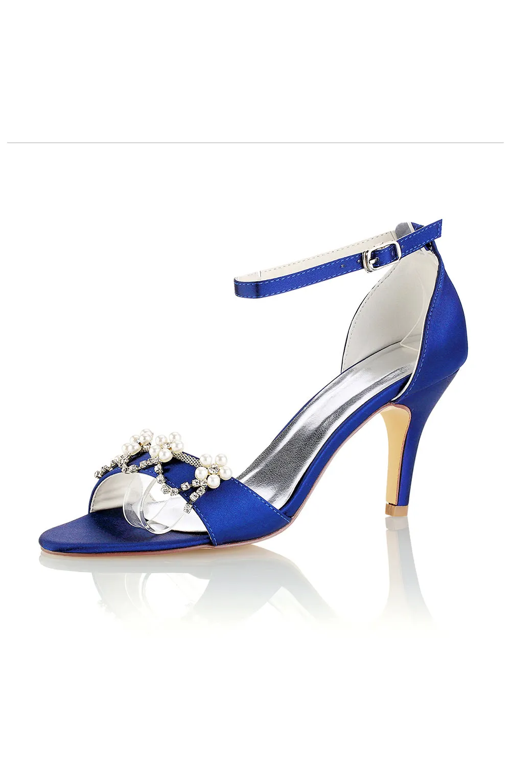 Wedding Shoes Sandals Pump Stiletto Heel Satin With Buckle And Imitation Pearl