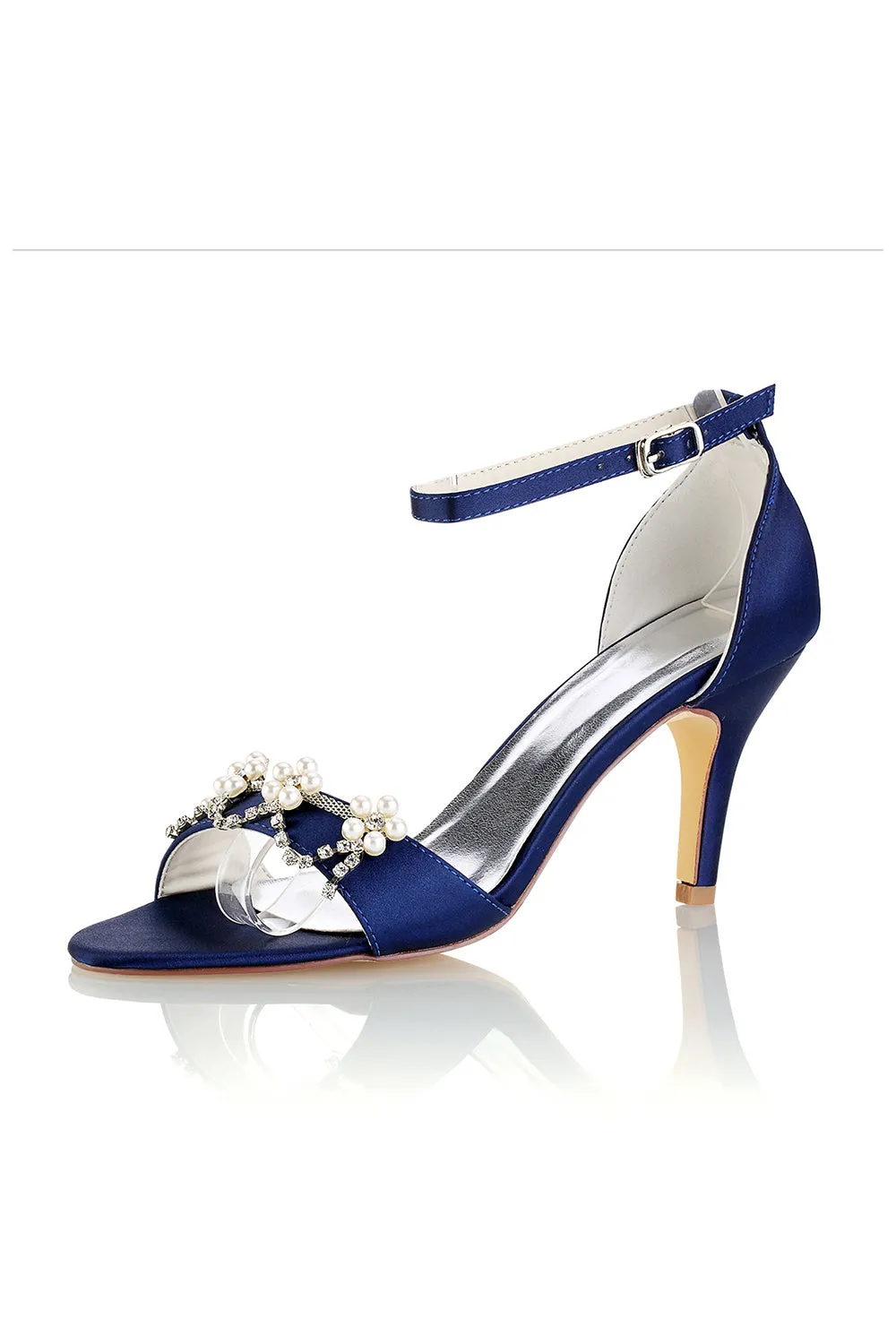 Wedding Shoes Sandals Pump Stiletto Heel Satin With Buckle And Imitation Pearl