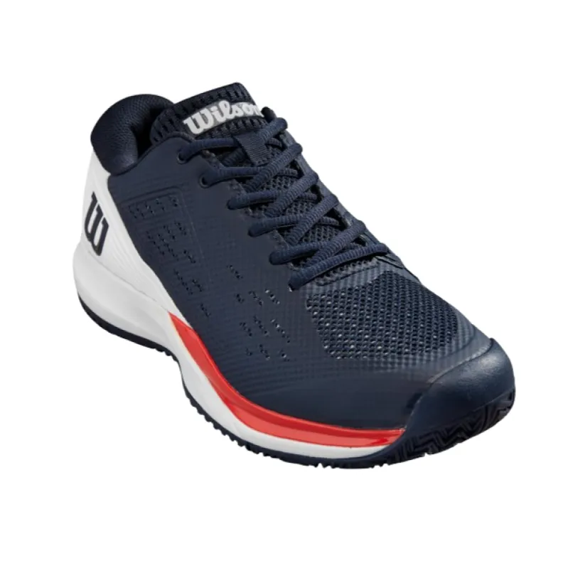 Wilson Rush Pro Ace Navy Blaze, White, and Infrared Men's Tennis Shoes
