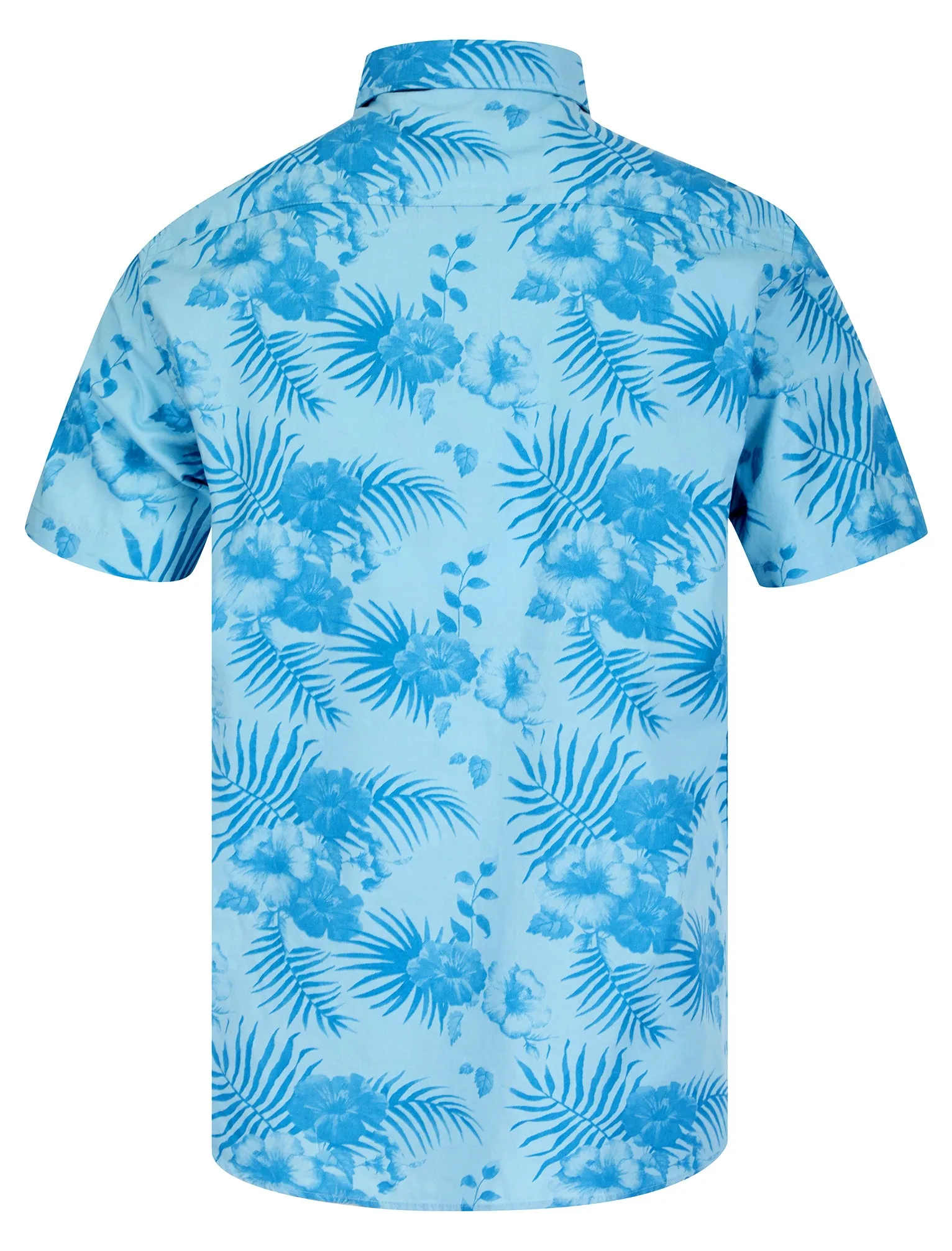 Yamuna Tropical Print Short Sleeve Shirt in Dream Blue Hibiscus - Tokyo Laundry